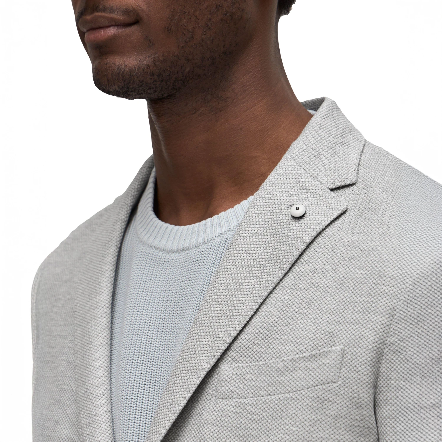 Ice Gray Linen-Cotton Jersey Unconstructed Sport Jacket - L.B.M 1911 9 Ice Gray Linen-Cotton Jersey Unconstructed Sport Jacket - L.B.M 1911 - Image 7