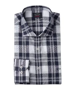Paul&Shark Blue Plaid Cotton Twill Sport Shirt - Paul & Shark