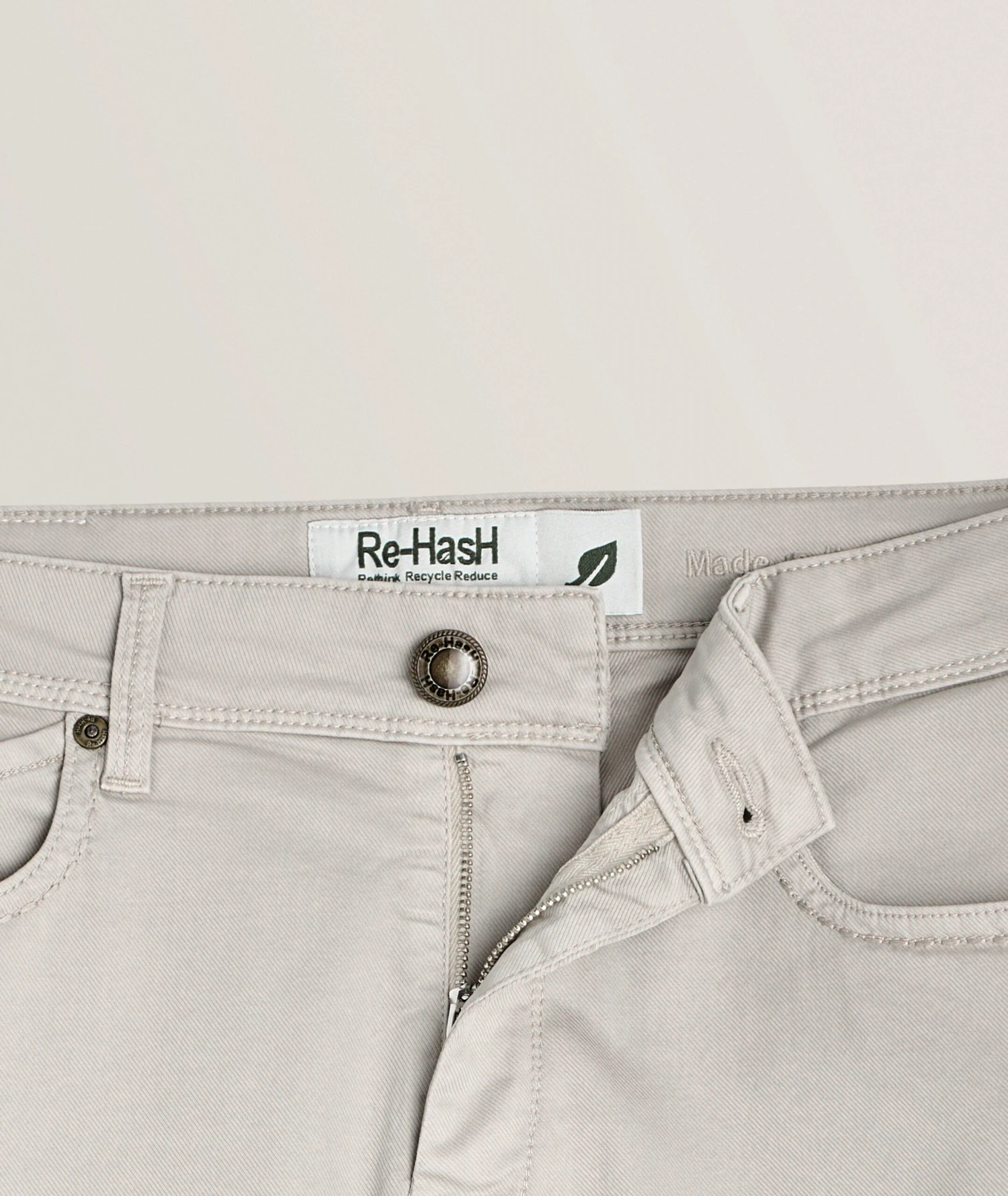 Taupe Cotton-Lyocell Twill 5-Pocket Pants - Re-Hash 4 Taupe Cotton-Lyocell Twill 5-Pocket Pants - Re-Hash - Image 2