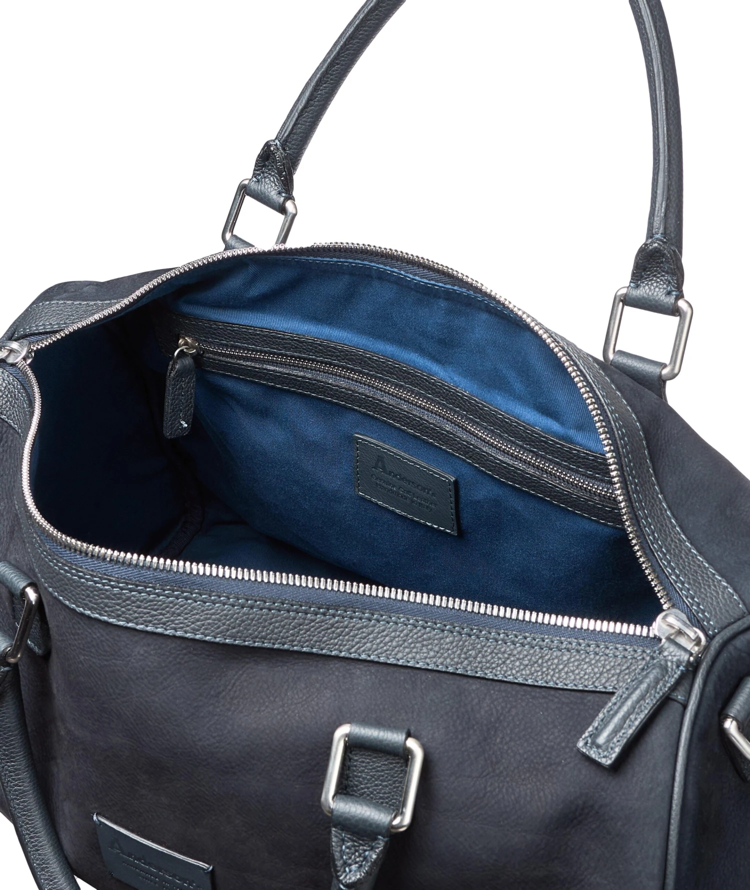 Navy Blue Nubuck Leather Boston Weekender Bag - Anderson's 4 Navy Blue Nubuck Leather Boston Weekender Bag - Anderson's - Image 2