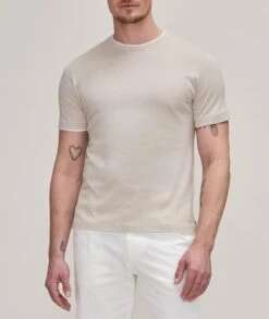 Beige Double-Collared Crew Neck Cotton T-Shirt - ELEVENTY PLATINUM 9 Beige Double-Collared Crew Neck Cotton T-Shirt - ELEVENTY PLATINUM -ETON Store 20139286061 1