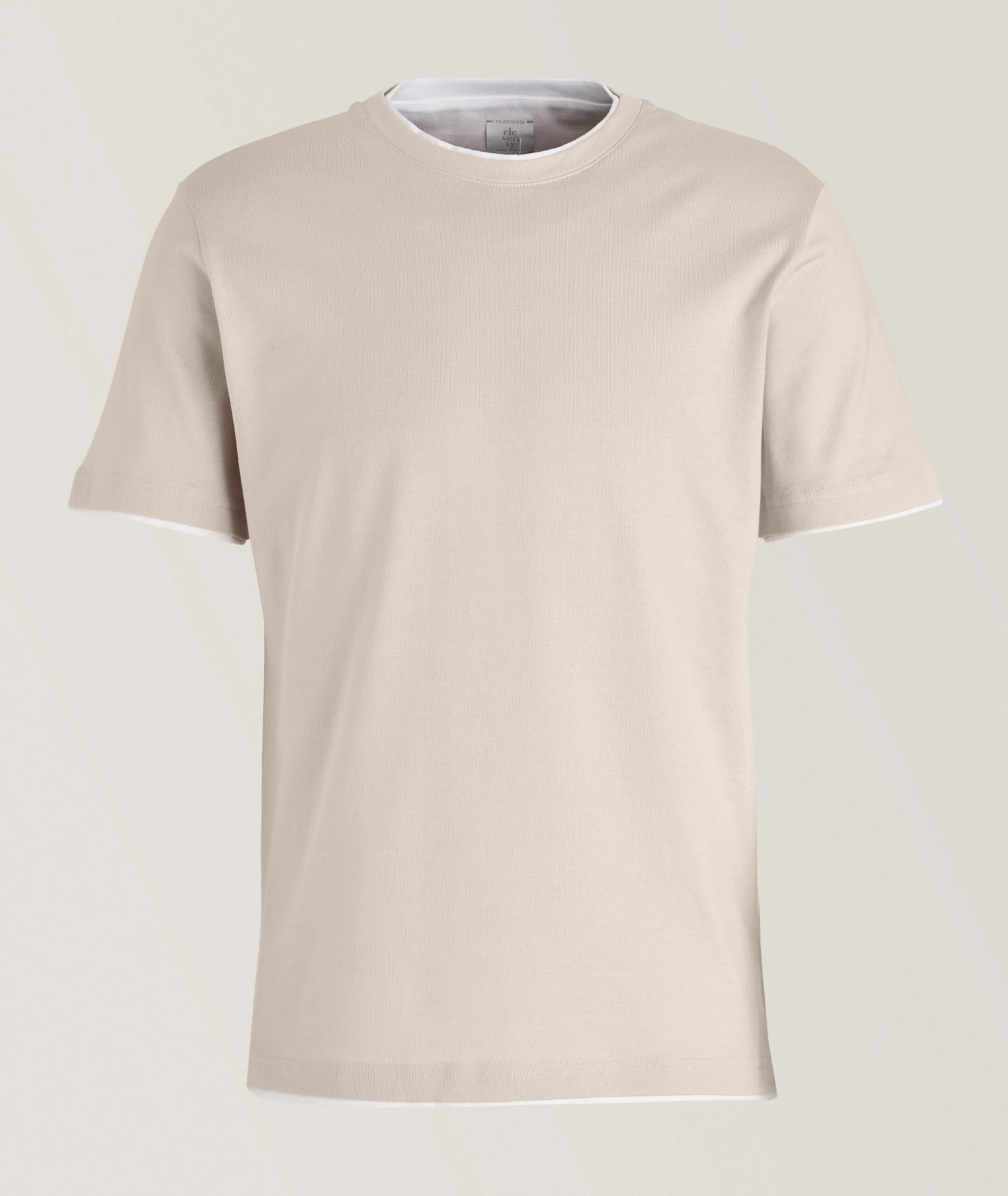Beige Double-Collared Crew Neck Cotton T-Shirt - ELEVENTY PLATINUM 3 Beige Double-Collared Crew Neck Cotton T-Shirt - ELEVENTY PLATINUM