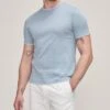 Light Blue Double-Collared Crew Neck Cotton T-Shirt - ELEVENTY PLATINUM