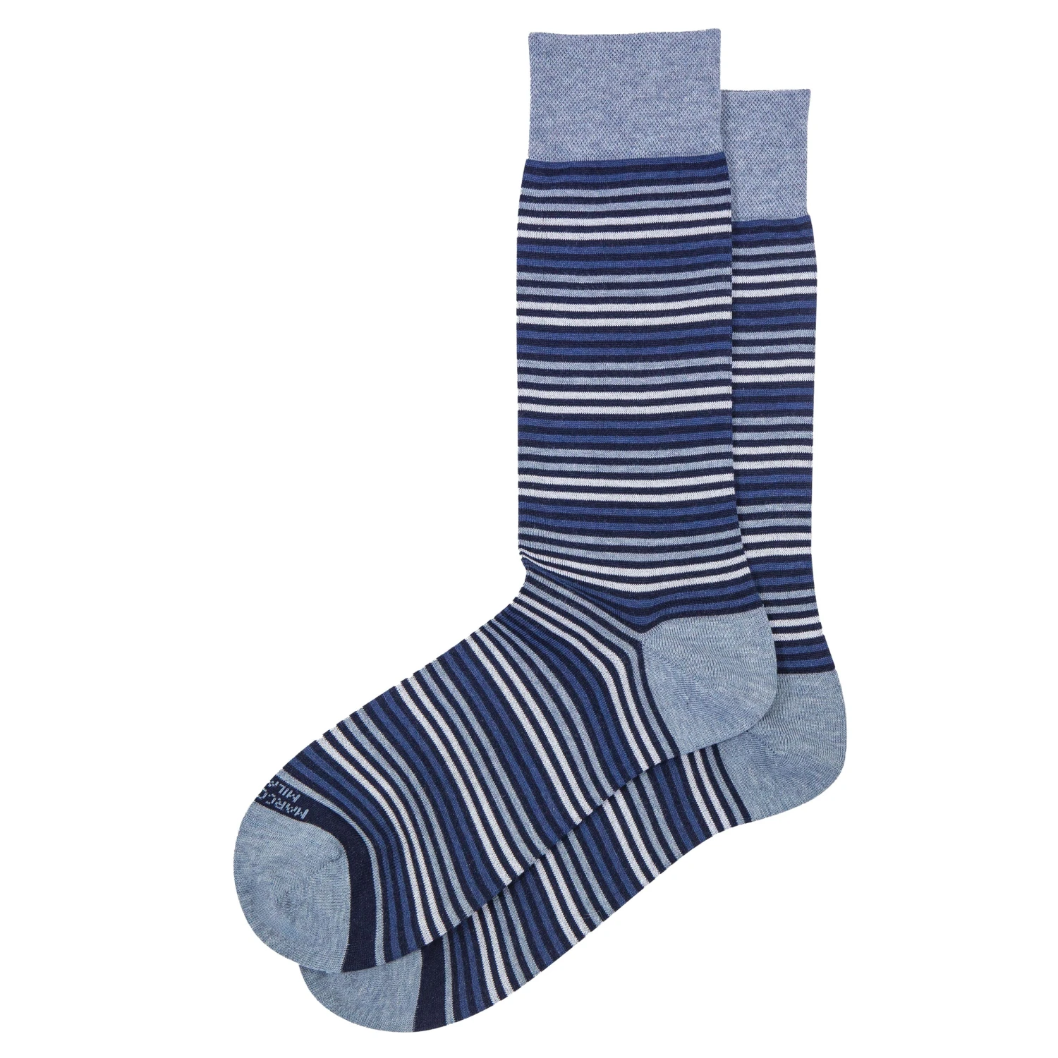 Navy Simple Stripe Pima Cotton Mid-Calf Socks - Marcoliani 3 Navy Simple Stripe Pima Cotton Mid-Calf Socks - Marcoliani
