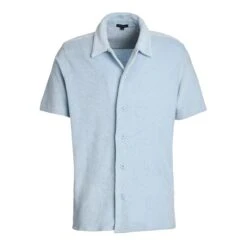 Blue Ice Terry Cloth Camp Collar Shirt - Patrick Assaraf