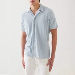 Blue Ice Terry Cloth Camp Collar Shirt - Patrick Assaraf 11 Blue Ice Terry Cloth Camp Collar Shirt - Patrick Assaraf -ETON Store 20152324041 52