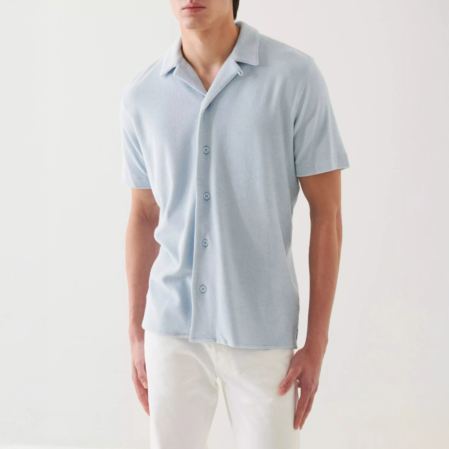 Blue Ice Terry Cloth Camp Collar Shirt - Patrick Assaraf 4 Blue Ice Terry Cloth Camp Collar Shirt - Patrick Assaraf - Image 2