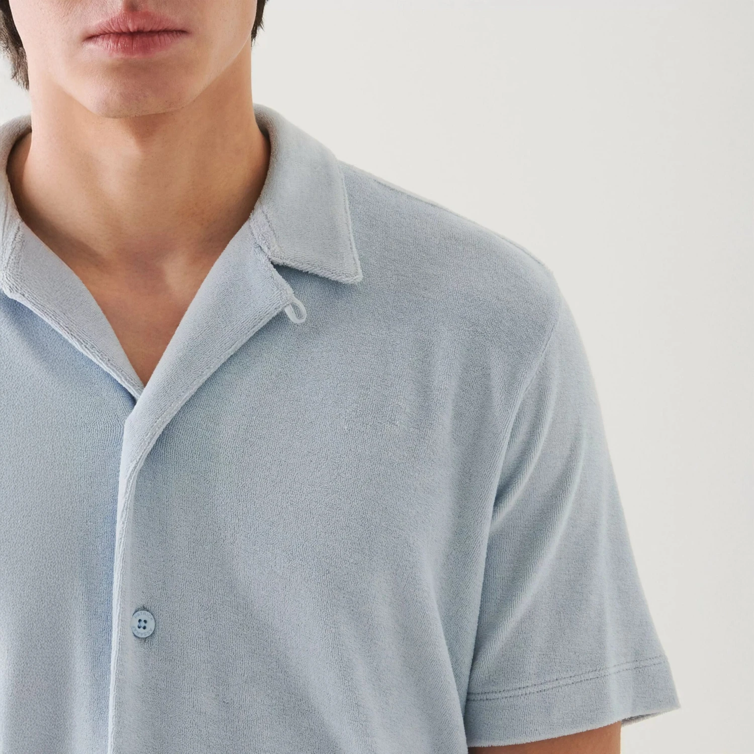 Blue Ice Terry Cloth Camp Collar Shirt - Patrick Assaraf 5 Blue Ice Terry Cloth Camp Collar Shirt - Patrick Assaraf - Image 3
