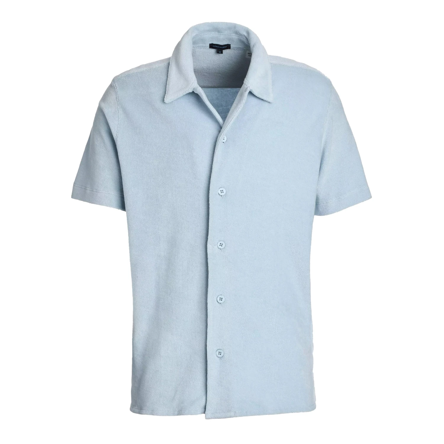 Blue Ice Terry Cloth Camp Collar Shirt - Patrick Assaraf 3 Blue Ice Terry Cloth Camp Collar Shirt - Patrick Assaraf