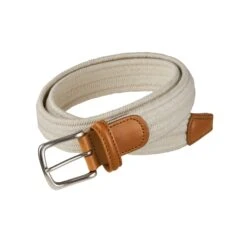 Café Cream Linen Cotton Woven Stretch Belt - Anderson's 9 Café Cream Linen Cotton Woven Stretch Belt - Anderson's -ETON Store 20155514070