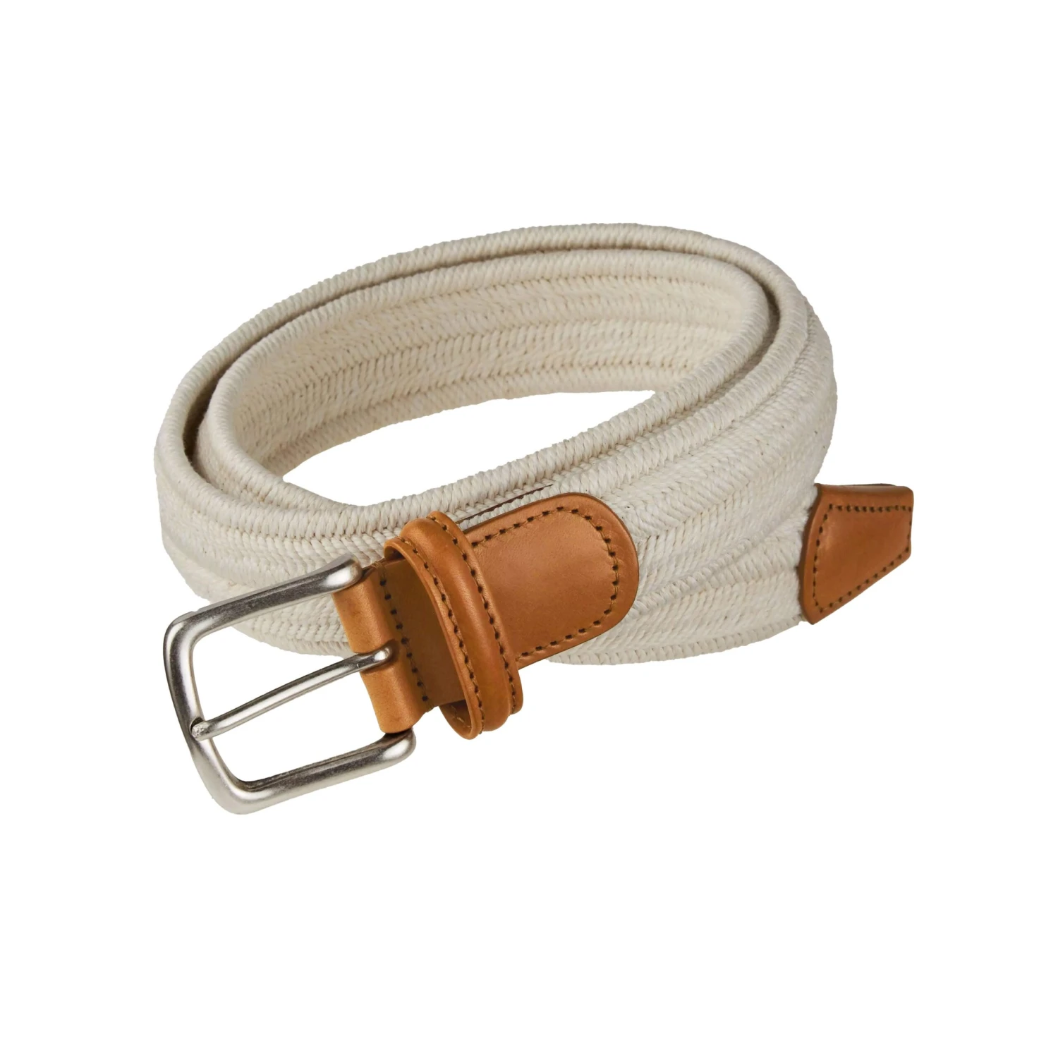Café Cream Linen Cotton Woven Stretch Belt - Anderson's 6 Café Cream Linen Cotton Woven Stretch Belt - Anderson's - Image 4