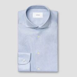 ETON Light Blue Filo Di Scozia Oxford Slim Fit Shirt