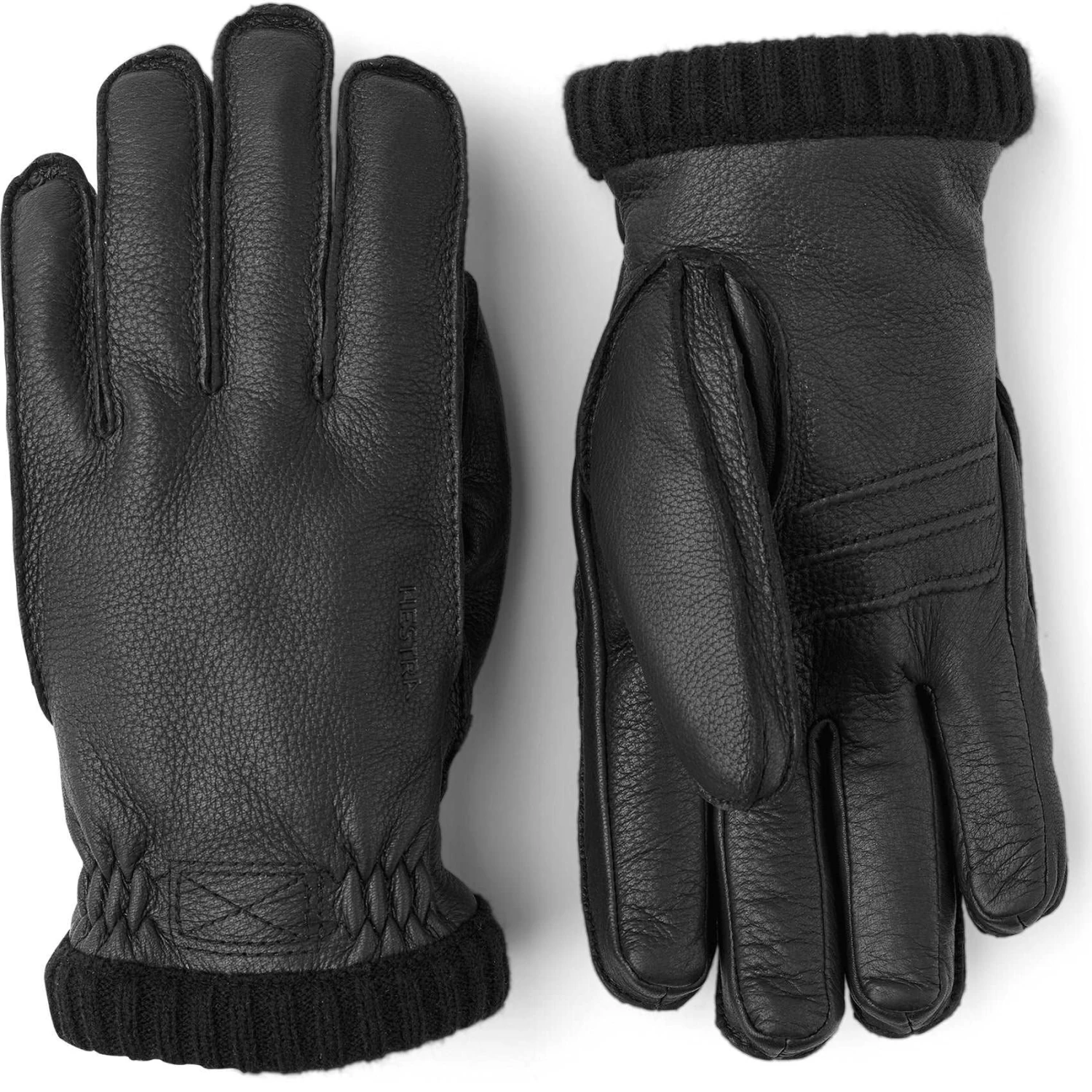 Black Deerskin Primaloft Leather Gloves - Hestra 3 Black Deerskin Primaloft Leather Gloves - Hestra