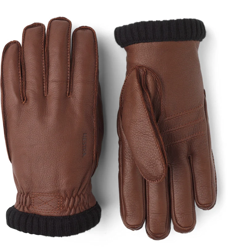 Chocolate Brown Deerskin Primaloft Leather Gloves - Hestra 3 Chocolate Brown Deerskin Primaloft Leather Gloves - Hestra