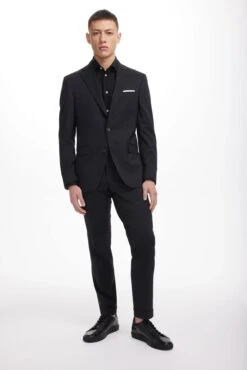 Solid Black Esprit Modern Fit Wool Suit
