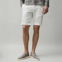 White Stretch Cotton Bermuda Shorts - Mason's