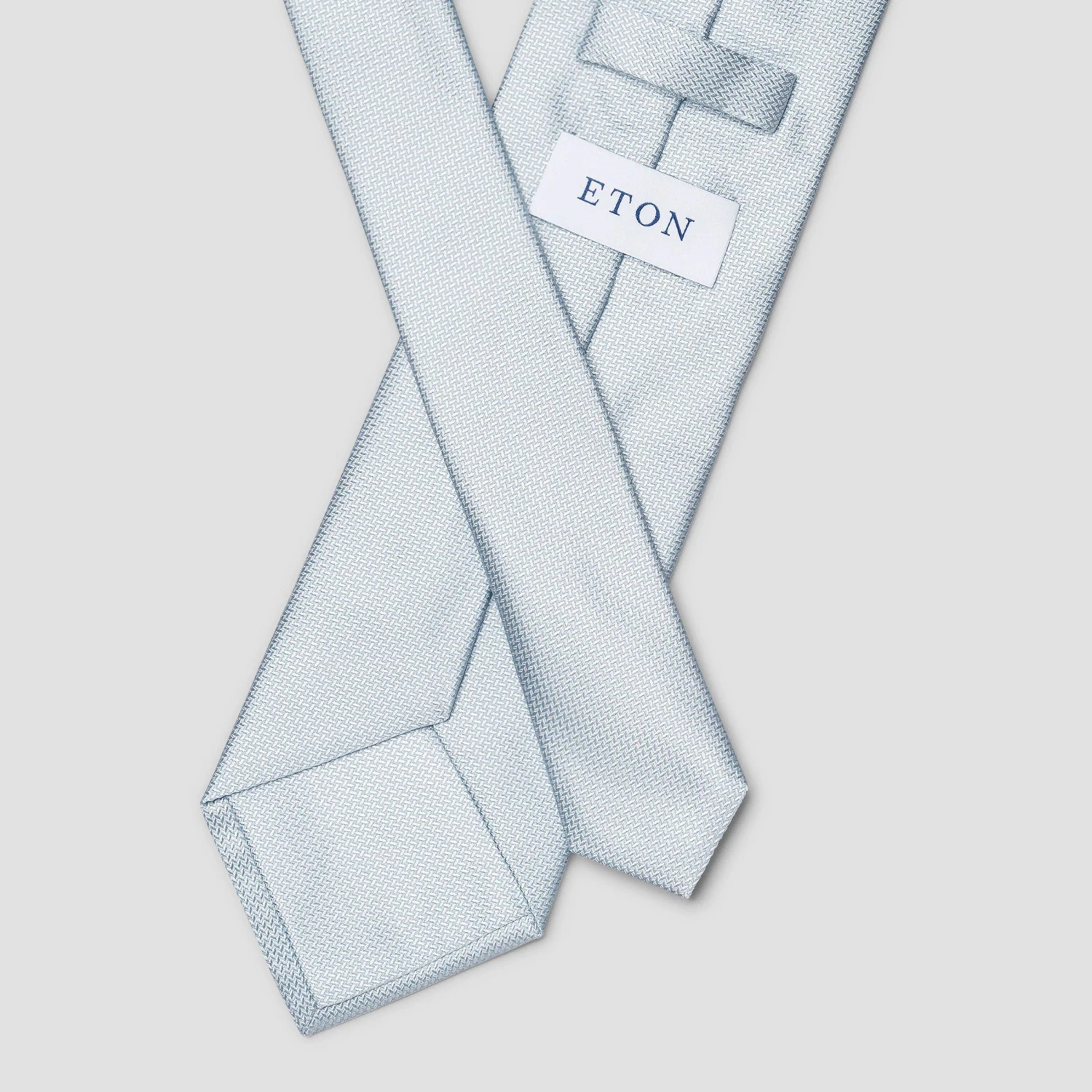 ETON Light Blue Herringbone Woven Silk Wedding Tie 6 ETON Light Blue Herringbone Woven Silk Wedding Tie - Image 4