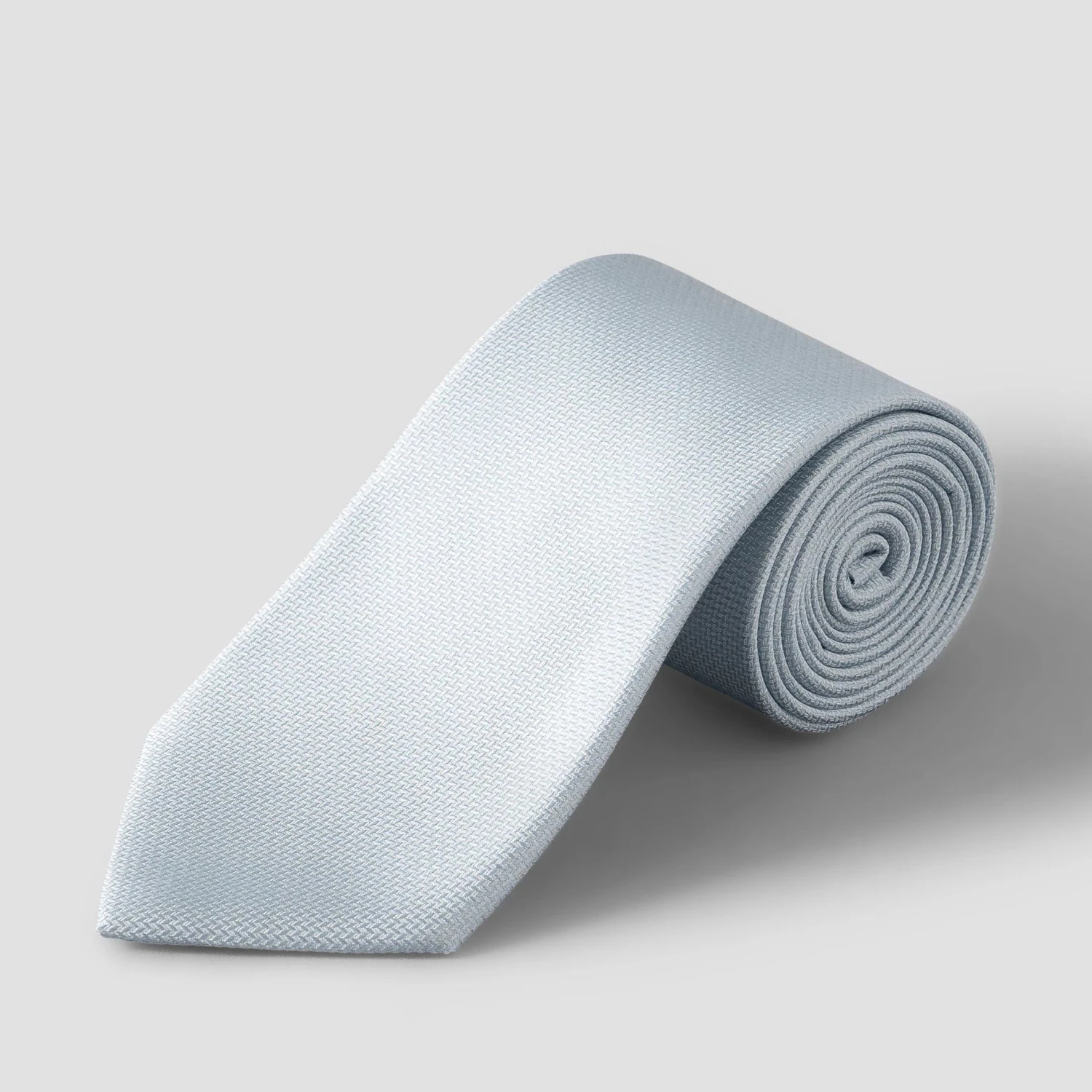 ETON Light Blue Herringbone Woven Silk Wedding Tie 5 ETON Light Blue Herringbone Woven Silk Wedding Tie - Image 3