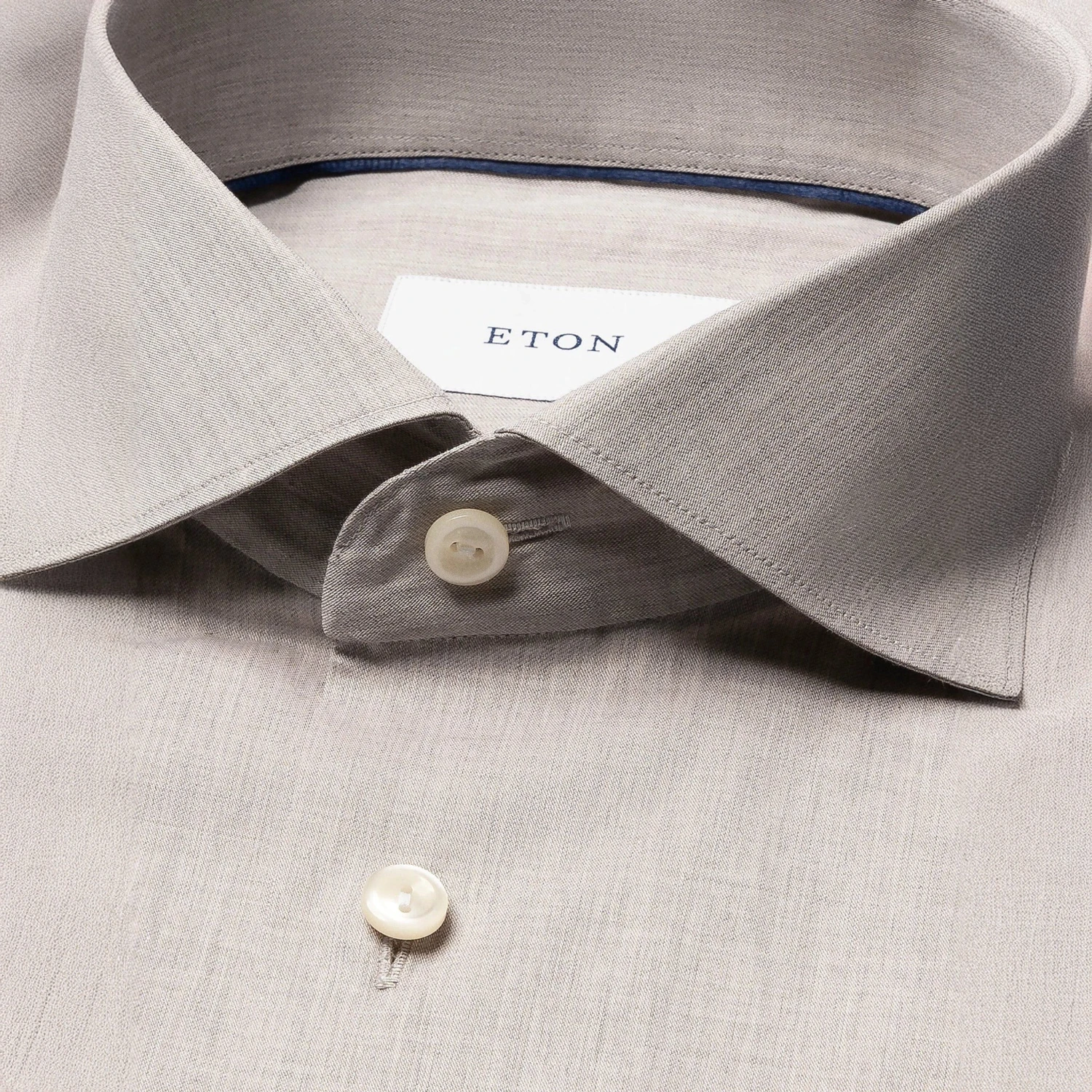 Beige Solid Fine Twill Slim Fit Shirt - ETON 4 Beige Solid Fine Twill Slim Fit Shirt - ETON - Image 2