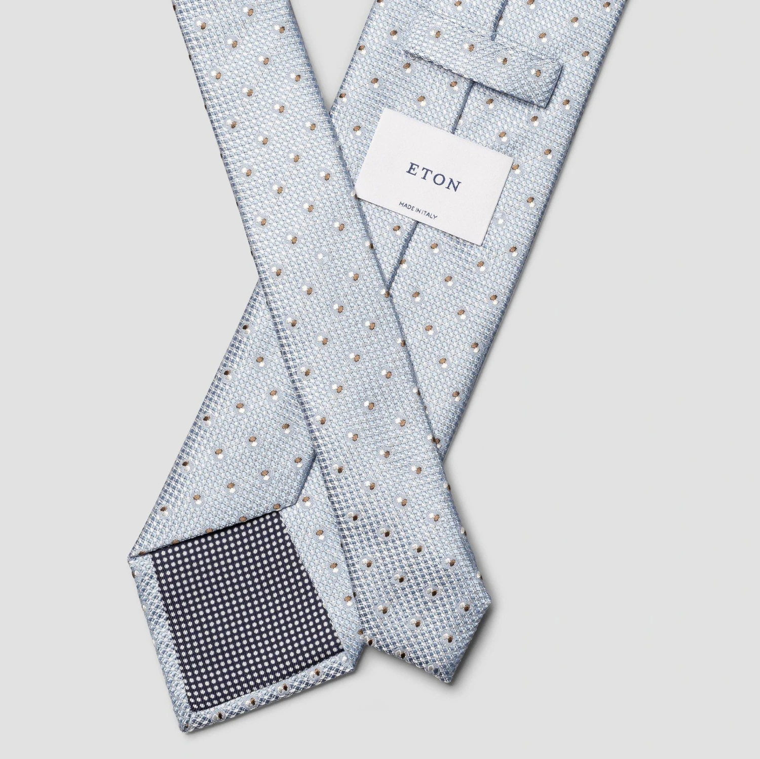 Light Blue Pin-Dot Woven Silk Tie - ETON 6 Light Blue Pin-Dot Woven Silk Tie - ETON - Image 4