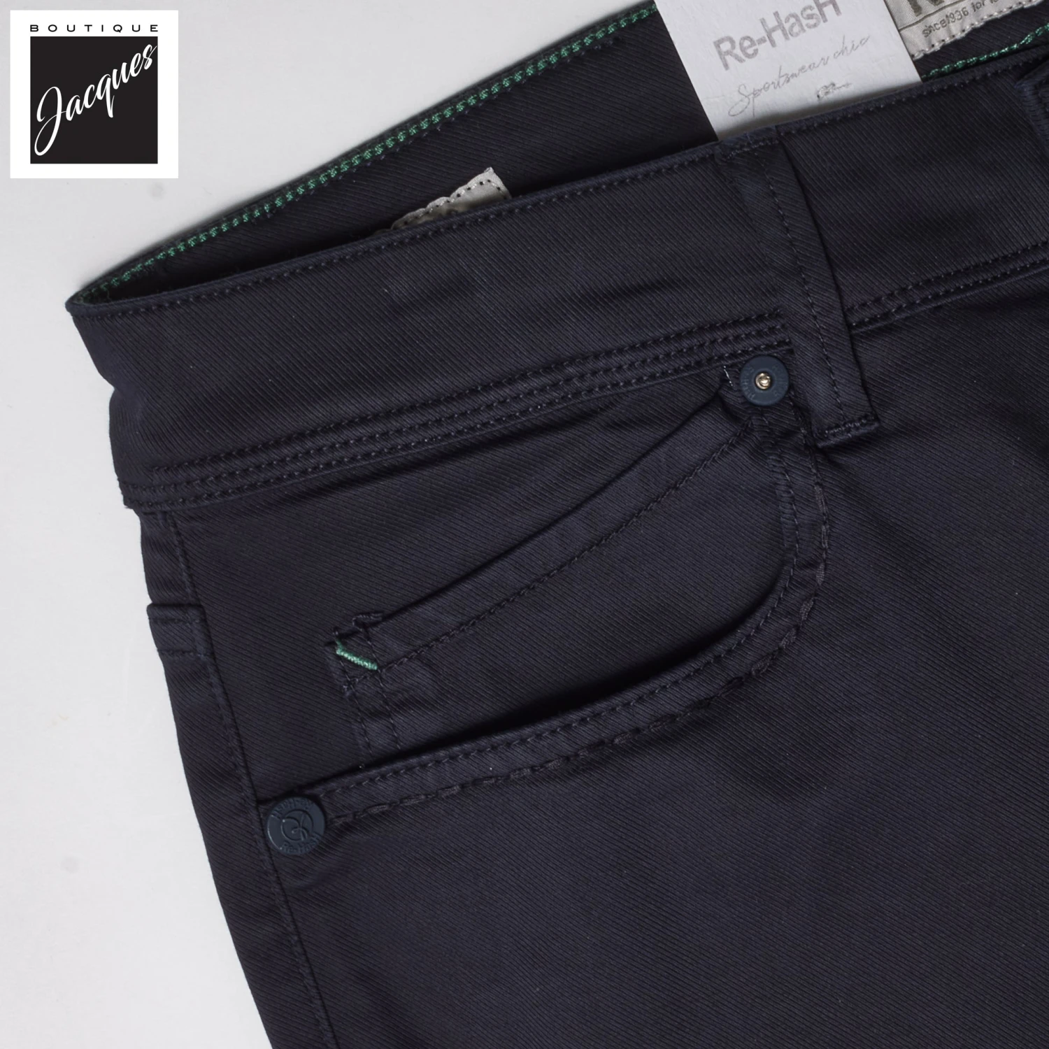 Midnight Blue Cotton-Lyocell Slim Fit Five Pocket Pants - Re-Hash 7 Midnight Blue Cotton-Lyocell Slim Fit Five Pocket Pants - Re-Hash - Image 5