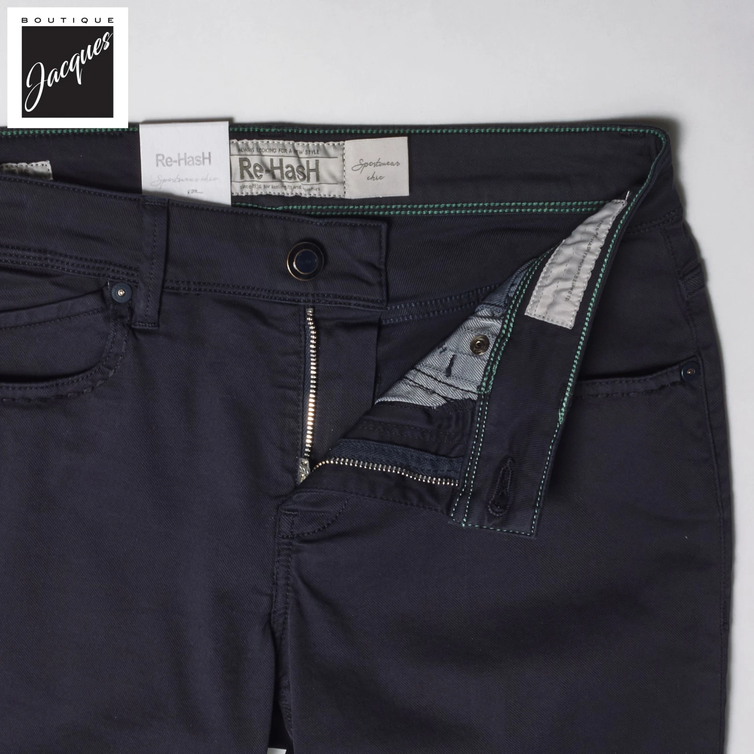Midnight Blue Cotton-Lyocell Slim Fit Five Pocket Pants - Re-Hash 8 Midnight Blue Cotton-Lyocell Slim Fit Five Pocket Pants - Re-Hash - Image 6