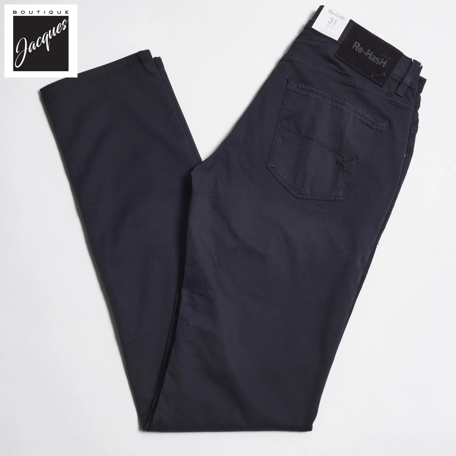 Midnight Blue Cotton-Lyocell Slim Fit Five Pocket Pants - Re-Hash 3 Midnight Blue Cotton-Lyocell Slim Fit Five Pocket Pants - Re-Hash