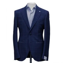 Blue Check Contemporary Fit Suit - Luigi Bianchi Mantova