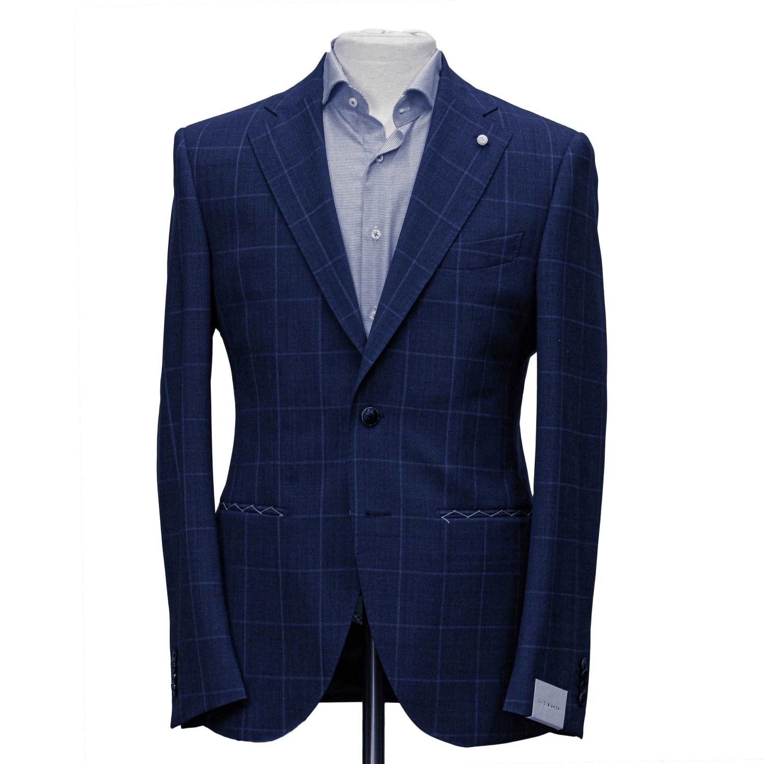 Blue Check Contemporary Fit Suit - Luigi Bianchi Mantova 3 Blue Check Contemporary Fit Suit - Luigi Bianchi Mantova