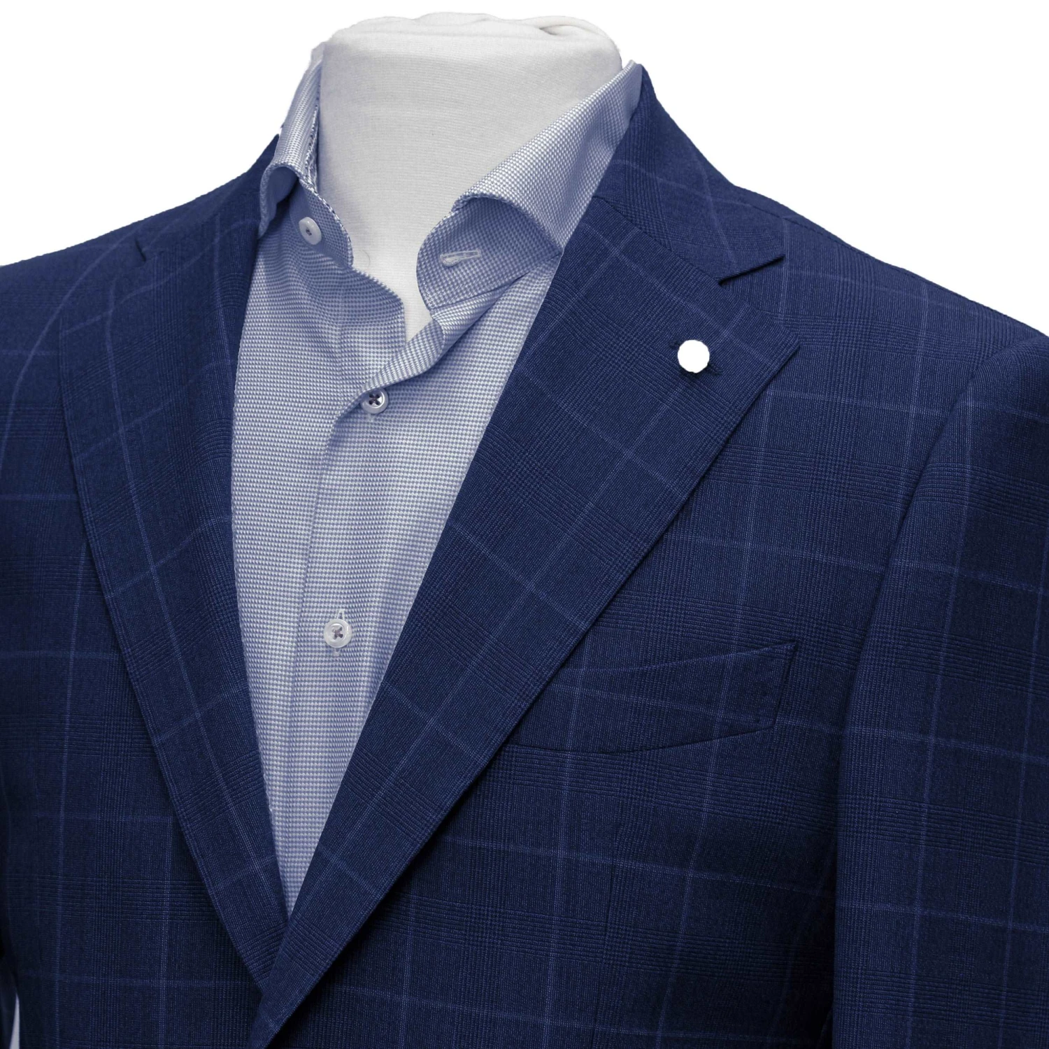 Blue Check Contemporary Fit Suit - Luigi Bianchi Mantova 4 Blue Check Contemporary Fit Suit - Luigi Bianchi Mantova - Image 2