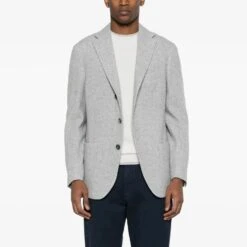 Gray Mélange Herringbone Wool-Cashmere Contemporary Sport Jacket - ELEVENTY
