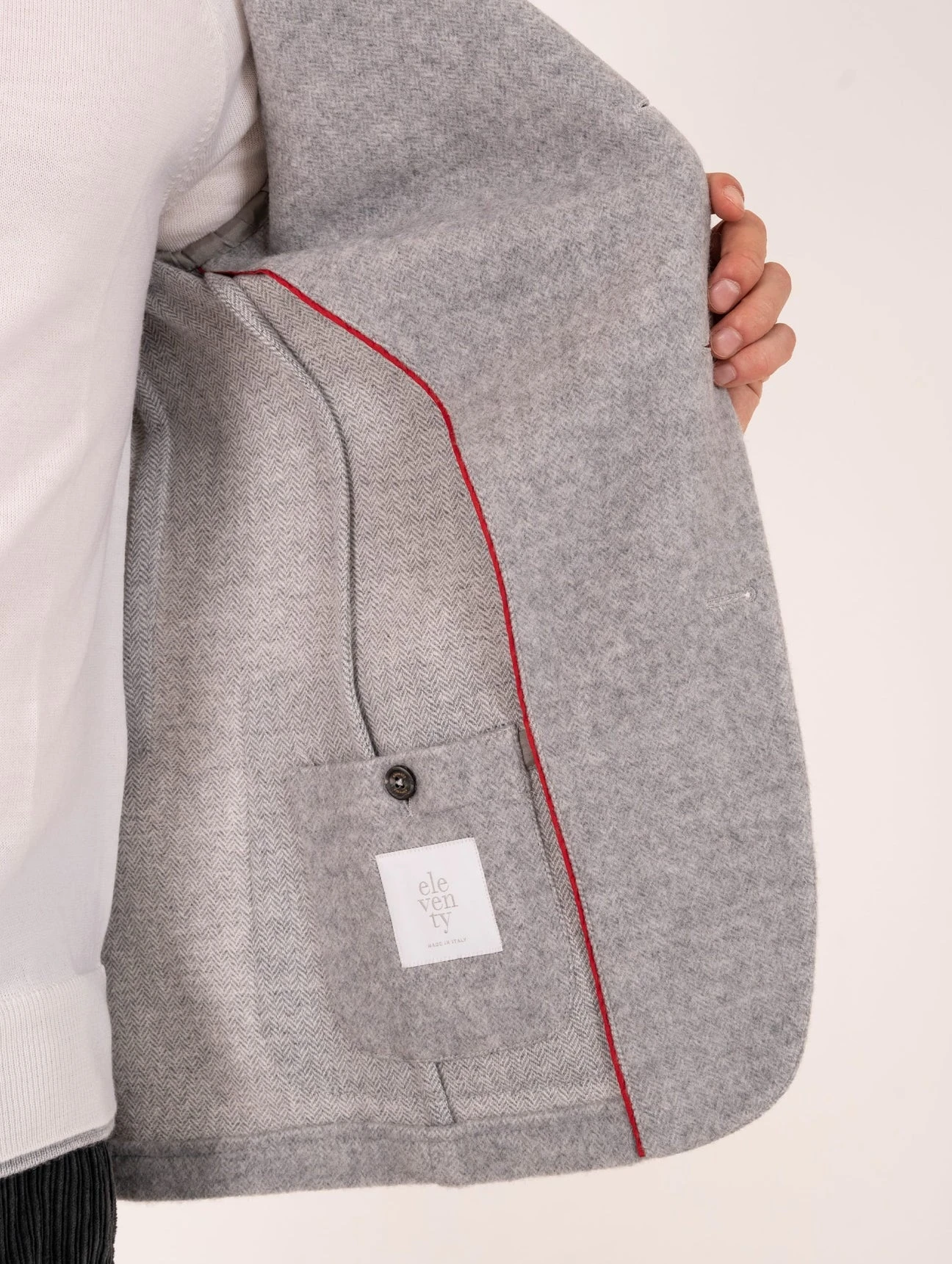 Gray Mélange Herringbone Wool-Cashmere Contemporary Sport Jacket - ELEVENTY 8 Gray Mélange Herringbone Wool-Cashmere Contemporary Sport Jacket - ELEVENTY - Image 6