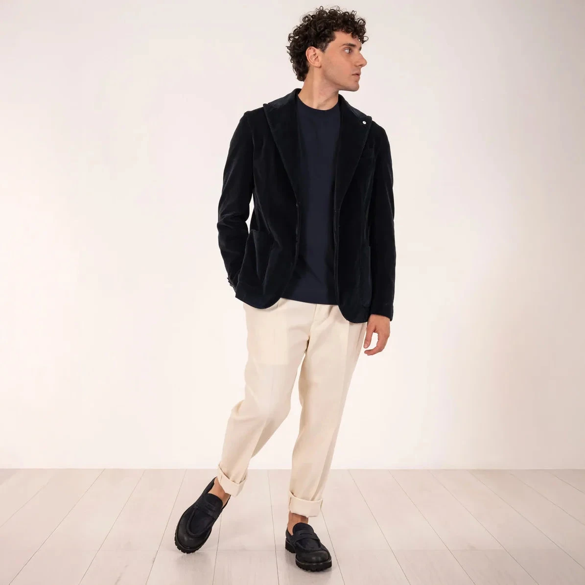 Navy Blue Cotton-Lyocell Velvet Contemporary Sport Jacket - L.B.M. 1911 12 Navy Blue Cotton-Lyocell Velvet Contemporary Sport Jacket - L.B.M. 1911 - Image 10