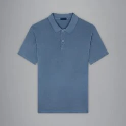 Paul&Shark Denim Blue Garment Dyed Short Sleeve Cotton Polo Shirt - PAUL & SHARK 9 Paul&Shark Denim Blue Garment Dyed Short Sleeve Cotton Polo Shirt - PAUL & SHARK -ETON Store 24411204 635 f