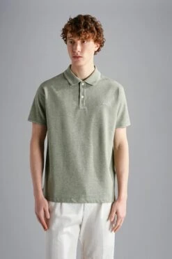 Paul&Shark Sage Green Melange Cotton Polo Shirt - PAUL & SHARK 16 Paul&Shark Sage Green Melange Cotton Polo Shirt - PAUL & SHARK -ETON Store 24411229 269 II af
