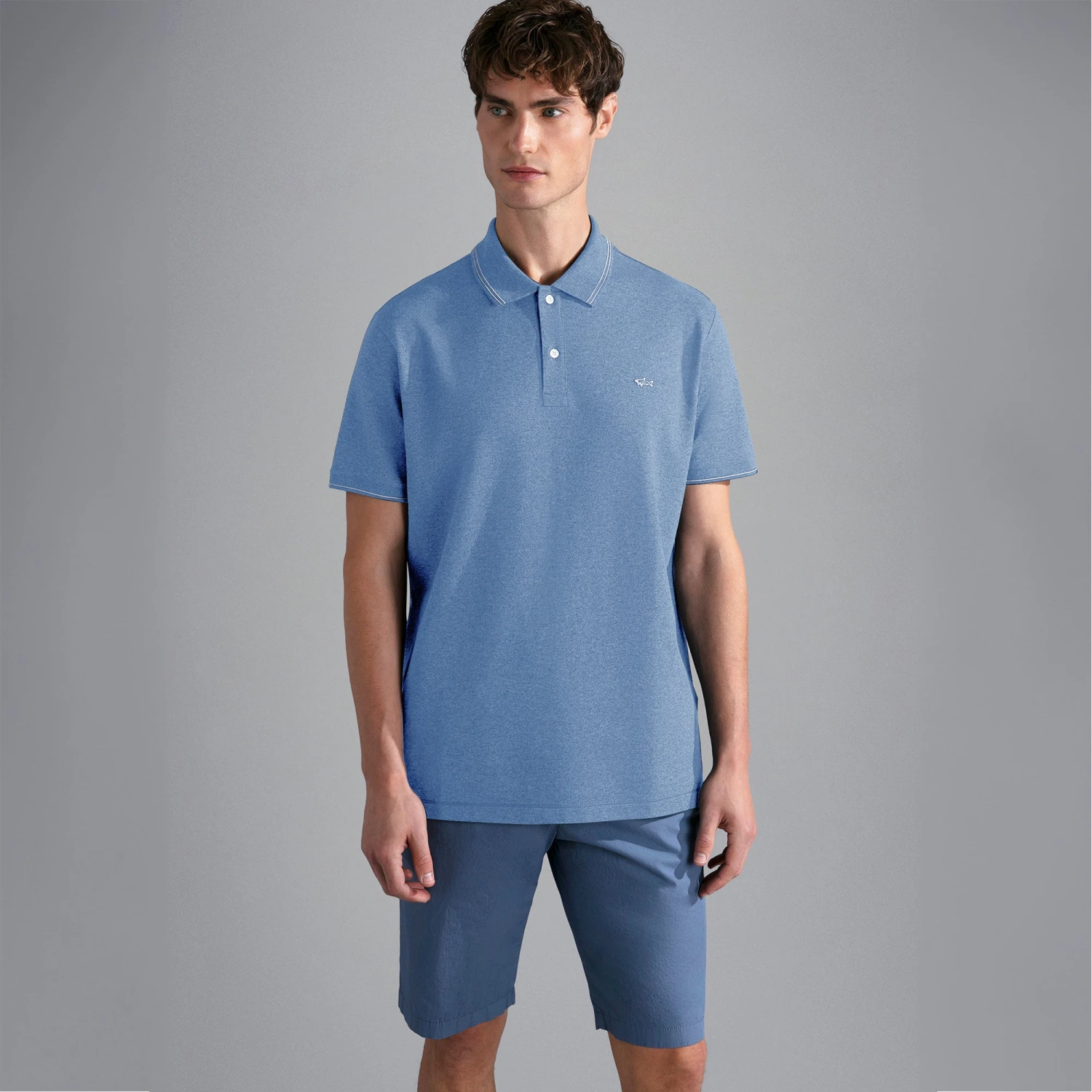 Paul&Shark Dutch Blue Melange Cotton Polo Shirt - PAUL & SHARK 5 Paul&Shark Dutch Blue Melange Cotton Polo Shirt - PAUL & SHARK - Image 3