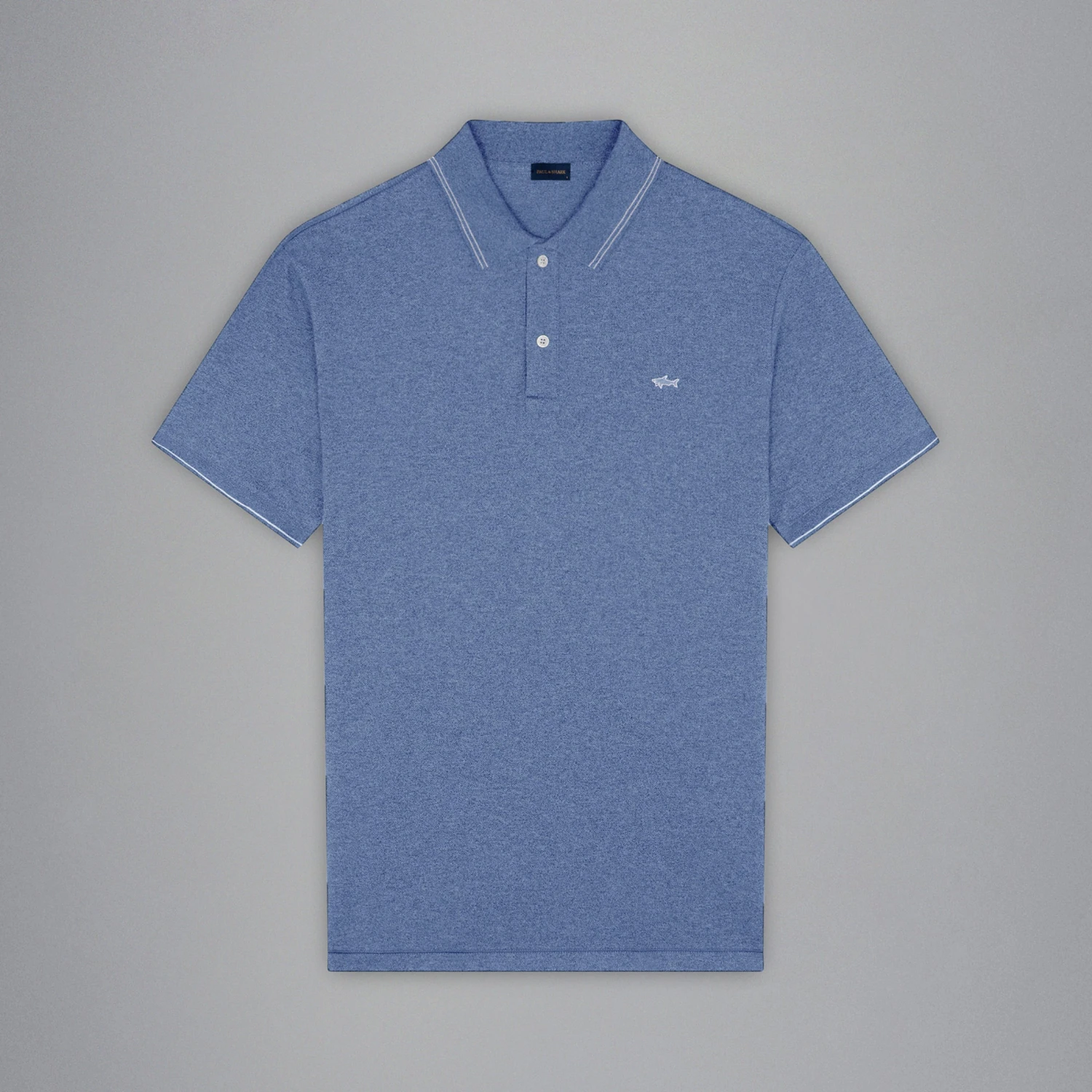 Paul&Shark Dutch Blue Melange Cotton Polo Shirt - PAUL & SHARK 4 Paul&Shark Dutch Blue Melange Cotton Polo Shirt - PAUL & SHARK - Image 2