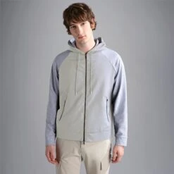 Paul&Shark Grey Loro Piana Storm System Wool And Silk Hooded Jacket - PAUL & SHARK