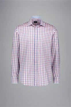 Paul&Shark Pink And Blue Tartan Check Casual Twill Shirt - PAUL & SHARK