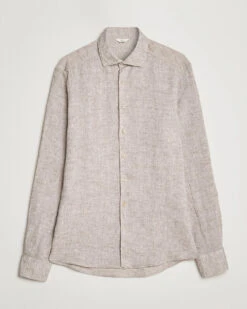 Beige Linen Fitted Body Shirt - Stenströms -ETON Store 24505311r 1