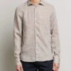 Beige Linen Fitted Body Shirt - Stenströms