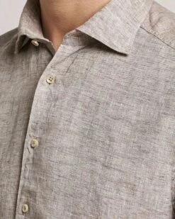 Beige Linen Fitted Body Shirt - Stenströms -ETON Store 24505311r 5
