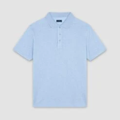 Paul&Shark Light Blue Shark Tag Piqué Cotton Polo With Linen Trims - Paul & Shark