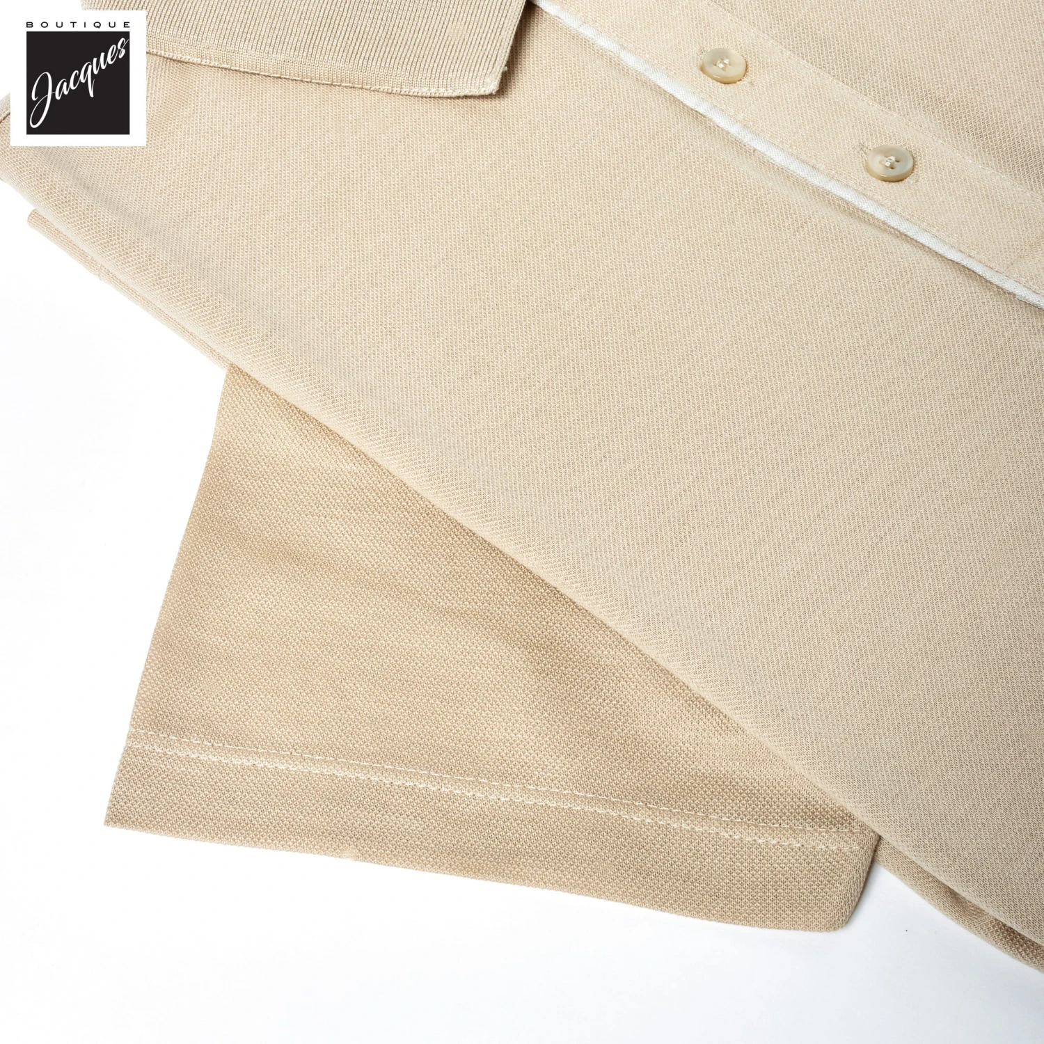 Paul&Shark Beige Shark Tag Piqué Cotton Polo With Linen Trims - Paul & Shark 10 Paul&Shark Beige Shark Tag Piqué Cotton Polo With Linen Trims - Paul & Shark - Image 8