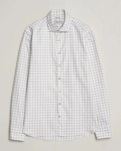 Grey/Beige Gingham Garment Wash Slimline Casual Shirt - Stenströms -ETON Store 26100011r 1