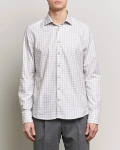 Grey/Beige Gingham Garment Wash Slimline Casual Shirt - Stenströms -ETON Store 26100011r 3