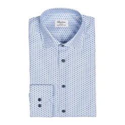 Light Blue Micro Flower Pattern Fitted Body Shirt - Stenströms 8 Light Blue Micro Flower Pattern Fitted Body Shirt - Stenströms -ETON Store 26103011r 1