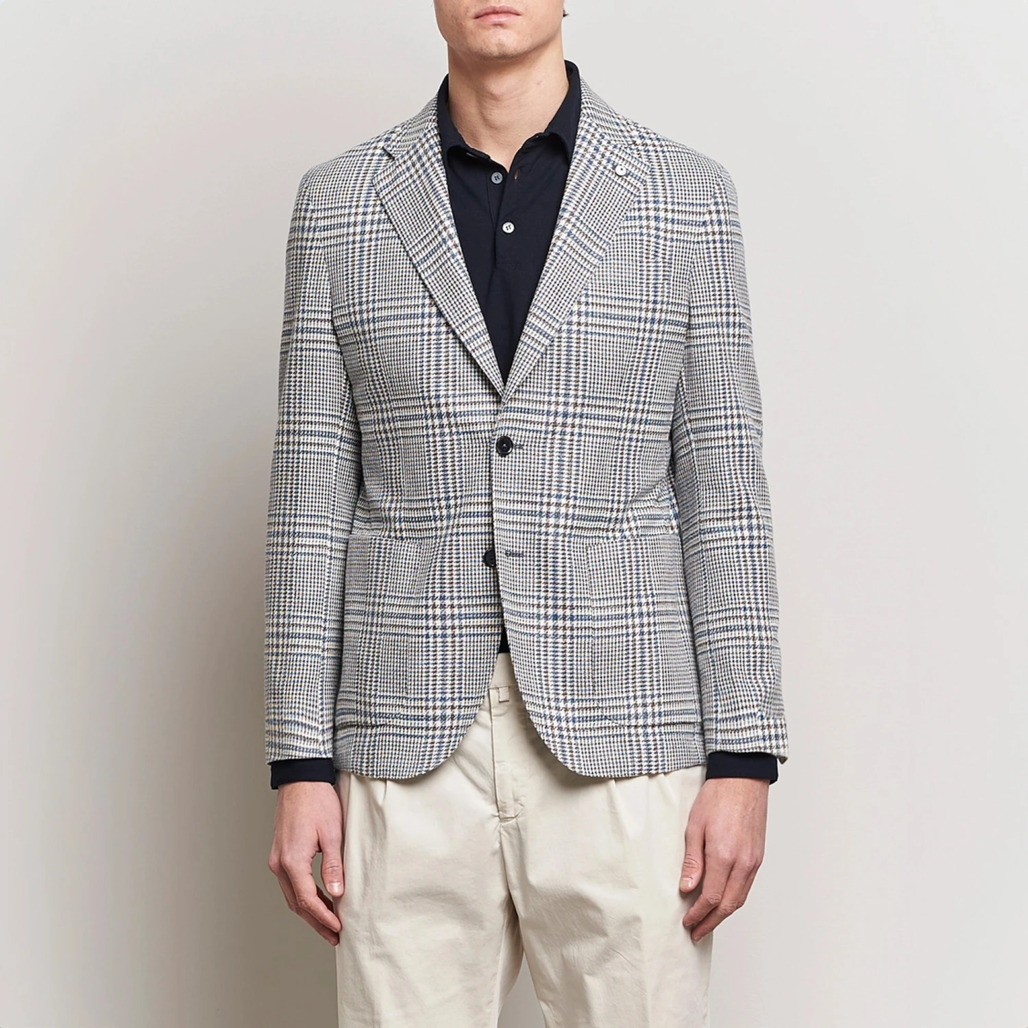 Blue Prince Of Wales Cotton Contemporary Fit Sport Jacket - L.B.M 1911 3 Blue Prince Of Wales Cotton Contemporary Fit Sport Jacket - L.B.M 1911