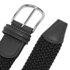 Black Solid Woven Elastic Belt - Anderson's -ETON Store 27 10 2020 BLR B0667 NE37 N1 2 1