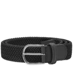 Black Solid Woven Elastic Belt - Anderson's